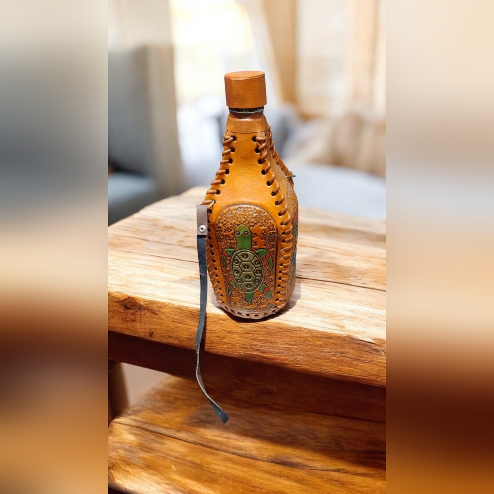 Leather Wrapped Bottle  From Cayman Islands